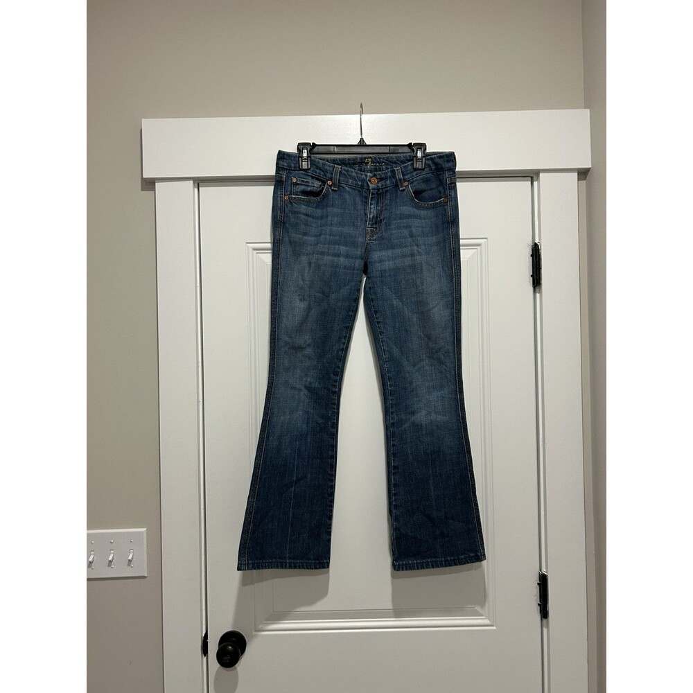 Y2K 7 For All Mankind Jeans Women Size 30 Pink A Pocket Bootcut Denim Dark Wash